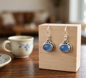 Natural Blue Chalcedony Drop <b>Earrings</b> 925 Sterling Silver Rose Gold Yellow Gold Plated Handmade Gemstone Jewelry for Women Mom - Product Image 2