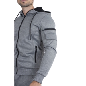 Custom Premium Tracksuit Men's Hooded Sports Tracksuit Activewear Jogger Set Gym Wear Running Wear Workout Wear <b>Silver</b> Tracksuit - Product Image 5
