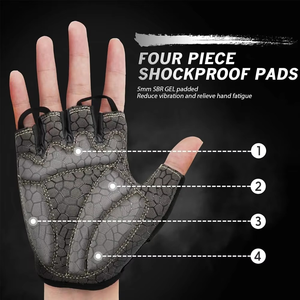 Breathable <b>Half</b> Finger Leather Weight Lifting Gloves with Non <b>Slip</b> Padded Hook and Loop Closure for Cycling Unisex - Product Image 4