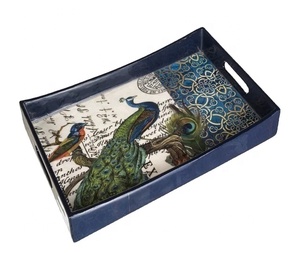 ถาดเสิร์ฟไม้เคลือบเงาและลงยาสี รุ่น GM-812 Artisan Craft จาก Gm Impex พร้อมลวดลายสไตล์ทะเลและรัก เหมาะสำหรับใช้เป็นของที่ระลึกในบ้าน - Product Image 1
