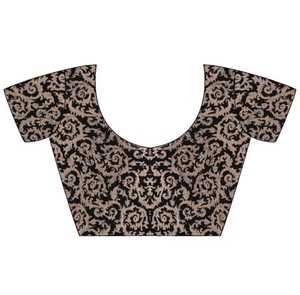 Sari KV negro bordado con blusa sin coser - Product Image 6
