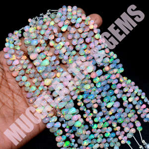 Premium Natural Handmade Multi Ethiopian <b>Opal</b> Smooth Drops Shape 6 Inches 3x4 7x10mm Gemstone Beads Strand Third Party Certified - Product Image 2