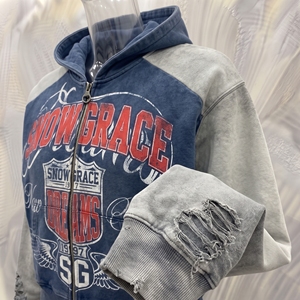Sweat-shirt à capuche zippé Snowgrace en molleton bouclette, manches classiques, poche imprimée sur le devant, unisexe, décontracté, pour l'automne, 100% coton - Product Image 6
