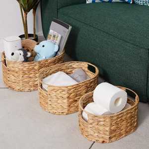 Panier en jacinthe d'eau tressé à la main de haute qualité, meilleur prix, pour cuisine, armoire, rangement d'outils, décoratif vintage, organisation durable - Product Image 5