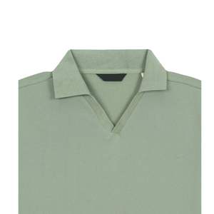 เสื้อเชิ้ตผู้ชายผ้าฝ้ายแขนสั้นพิมพ์ลายเจอร์ซีย์คอวีสำหรับใส่เล่นกอล์ฟ รับผลิตตามแบบ (OEM) พร้อมสกรีนโลโก้ ขายส่ง - Product Image 2