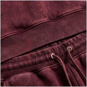 Ensemble de survêtement à capuche pour homme, couleur bordeaux, manches longues, couleur unie, coupe décontractée, vêtements d'automne, respirant, 100% coton - Product Image 5