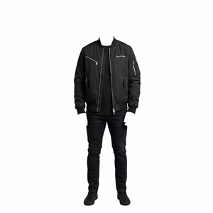 Blouson Bomber Noir Homme Streetwear – Vestes d'Hiver Homme en Gros – Blouson Décontracté Zippé Tendance pour Homme - Product Image 3