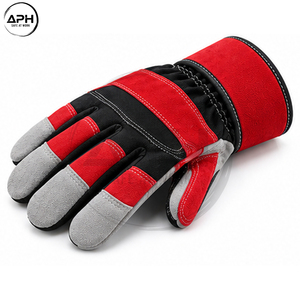 Gants de travail en cuir de qualité supérieure, à doigts entiers, avec paume et panneaux des doigts renforcés, manchette élastique, pour usage industriel intensif - Product Image 2