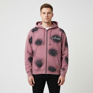 Sweat à capuche zippé personnalisé avec logo, haute qualité, 100% coton biologique, molleton français, coupe oversize, style streetwear, hiver, homme - Product Image 5