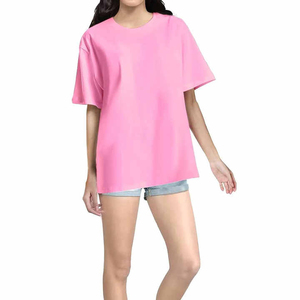 เสื้อยืดผู้หญิงผ้าฝ้าย 100% สีพื้น นุ่มสบาย สไตล์ลำลอง ทรงโอเวอร์ไซส์ แขนสั้น สำหรับฤดูร้อน - Product Image 1