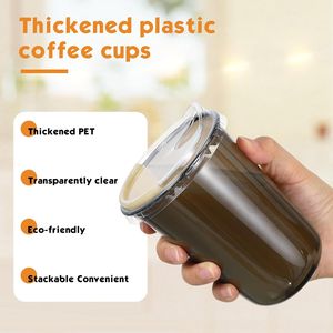 50 bicchieri di plastica trasparenti usa e getta con coperchi a fondo tondo, lisci, per caffè freddo, frullati e bevande fredde nelle caffetterie - Product Image 2