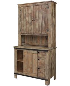 <b>Rustic</b> Wood Sideboard <b>Cabinet</b> with Corrugated Metal Panels and Drawers for Dining Room Storage - Product Image 5