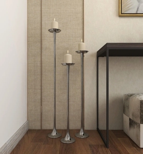Silver Metal Handmade Eco-Friendly Pillar <b>Candle</b> <b>Holder</b> Set <b>Tall</b> Slim Candlestick Stands Modern Table Centerpiece Home Decor - Product Image 1