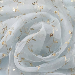 Luxury Sequin Embroidery Lace Fabric Floral Beaded Mesh Fabric African Wedding Party Dress <b>Material</b> - Product Image 4
