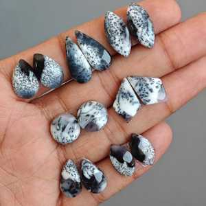 High Demand Natural Dendritic Opal Matching Pairs Wholesale Loose Gemstone Teardrop Cabochon Pair for Earring Jewelry Making - Product Image 4