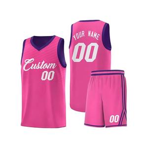 Ensemble de shorts et maillots de basketball personnalisés en gros, impression par sublimation, design coloré et respirant, uniforme d'équipe, kit de sport d'entraînement - Product Image 3