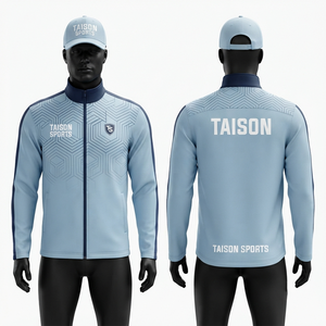 Chaqueta de Entrenamiento de Golf Unisex Premium, 330 gramos, Poliéster Interlock, Forro Polar Sólido con Capucha, Impermeable, Transpirable, Azul Cielo, Personalizada - Product Image 1