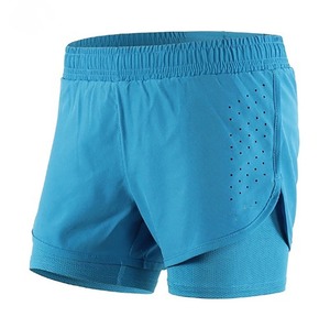 Shorts de sport 2-en-1 personnalisés OEM pour femmes, séchage rapide, entraînement, course à pied, avec doublure intérieure moulante, poches et taille élastique - Product Image 5