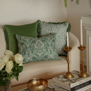 Bullion Fringe Pistachio Velvet <b>Cushion</b> <b>Cover</b> 50x50cm - Product Image 4