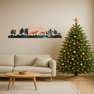 CIFbuy Decorazione da parete in ferro con alce vintage, arte in metallo per l'inverno, la foresta e l'albero di Natale, per soggiorno, camera da letto, ingresso - Product Image 3