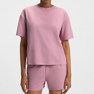 Camiseta de Verano para Mujer, Personalizada con Logotipo Bordado, de Algodón, Color Sólido, Casual, de Manga Corta - Product Image 2