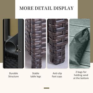 Tavolino Pieghevole in Rattan per Esterni con Foro per Ombrellone, Telaio in Lega di Alluminio, Ideale per il Giardino - Product Image 6