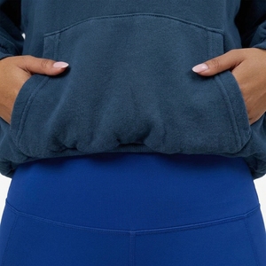Oversized Crop Hooded <b>Sweatshirt</b> Cartoon <b>Navy</b> Blue Fleece Unisex Regular Sleeve Pocket Design Spring Digital Printing - Product Image 4
