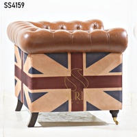 Fauteuil industriel SUREN SPACE en similicuir, design capitonné, motif drapeau britannique, canapé d'appoint pour salon, structure en bois, gonflable SS4159