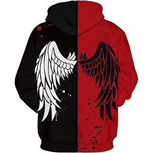 Sweat à capuche pour homme noir et blanc à imprimé crâne, style punk, sublimation, coupe classique, en polyester tricoté, pour l'automne - Product Image 5