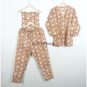 Conjunto de Pijama de Verano de Dos Piezas de Algodón para Mujer, Cuello en V, Cintura Elástica, Largo Completo, Secado Rápido, Nueva Llegada - Product Image 5