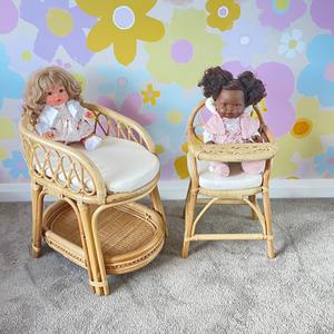 Table à langer en rotin pour poupées, tables à langer avec rangement, jouets miniatures tendance pour enfants - Product Image 2