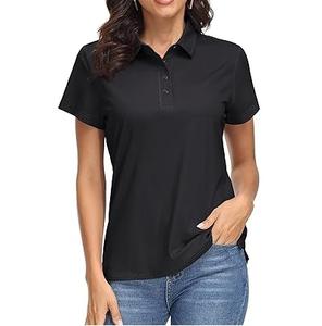 Polo T-shirts de sport d'été à manches courtes noirs pour filles, coupe ajustée, respirants, services OEM, vente chaude - Product Image 1