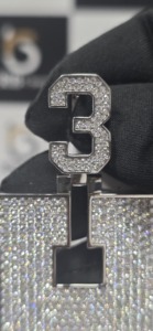 Pendentif Lettre H Hiphop RB Gems en Argent 925 Plaqué Rhodium avec Moissanite Micro-Pavé, Charme Unisexe pour Usage Quotidien, Certifié EGL - Product Image 3