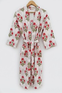 Camisón de Lujo Hecho a Mano 100% Algodón con Estampado Floral, Cuello Camisero, Cierre con Cordón, Manga Larga, para Mujer - Product Image 5