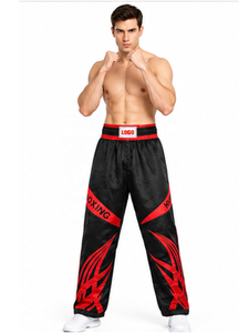 Pantalon de Kickboxing Professionnel pour Entraînement et Compétition, en Satin, Taille Élastique, Respirant, pour Activités de Plein Air, Arts Martiaux - Product Image 1