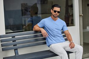 <b>Mens</b> <b>V</b> <b>Neck</b> <b>T</b> <b>Shirt</b> Premium Cotton Short Sleeve Casual Wear Soft Breathable Fabric Slim Fit Summer Fashion Everyday Basic Quick - Product Image 2