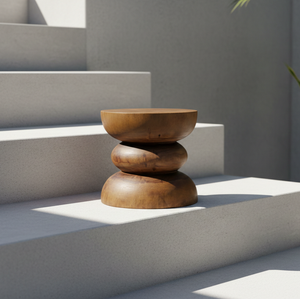 Seo Wooden <b>Stool</b> Crafted Solid Teak Wood Natural Finish Scandinavian Design Modern for Living Room Bedroom Entry School Hotel - Product Image 5