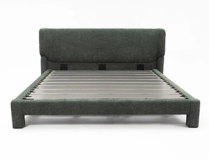 Modern Fabric Upholstered <b>Bed</b> <b>King</b> <b>Size</b> Fabric Soft <b>Bed</b> Frame Army Green Color Box Spring Design Style - Product Image 4
