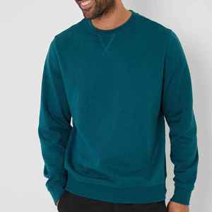 เสื้อสเวตเชิ้ตผู้ชายสีเขียวอมฟ้า คอกลม ทรงปกติ สวมใส่สบายๆ สำหรับฤดูใบไม้ร่วง สีพื้น แขนยาว แบรนด์ X พรีเมียม พร้อมโลโก้ OEM - Product Image 1