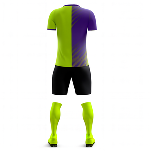 Camiseta de Fútbol para Hombre, Cuello en V, Verde y Morado, Manga Corta, Poliéster que Absorbe la Humedad, Ropa Deportiva para Todas las Temporadas, Diseño con Bloques de Color - Product Image 2