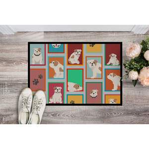 Lots Piebald Bulldog Anglais Paillasson Intérieur Extérieur Antidérapant Lavable Low Pile 24H X 36W pour Entrée ou Porte d'Entrée - Product Image 2