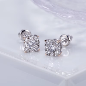 Pendientes de Diamantes Redondos de Oro Sólido de 18K para Mujer, Color G, Certificados por IGI, Joyería Clásica de Compromiso - Product Image 4