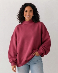 Sweat-shirt oversize pour femme, col montant, sans doublure, design ample, taille plus, pour un usage régulier toute saison - Product Image 1