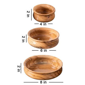 Handmade Mango Wood <b>Bowl</b> Set of 3 Rustic Serving Food Snacks & Fruits <b>Bowls</b> for Home Kitchen Counter Decorative Wholesale Supply - Product Image 4