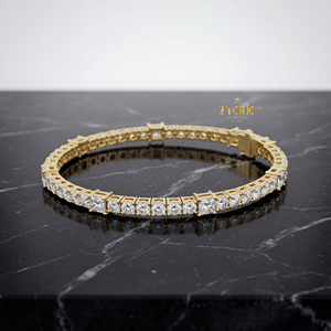 สร้อยข้อมือเทนนิสเพชรแล็บโกรว์ดีไซน์คลาสสิกสีทองสำหรับผู้หญิง ทำจากเงินสเตอร์ลิง ประดับด้วยประกายระยิบระยับไร้ที่สิ้นสุด ดีไซน์หรูหรา เหมาะสำหรับงานปาร์ตี้ - Product Image 1