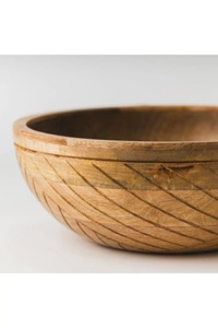 Bol de service jetable en bois écologique personnalisé, en bois d'acacia naturel, fait main, pour salade et fruits, vaisselle rustique pour la cuisine et la maison - Product Image 5