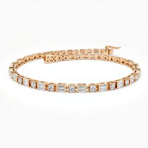 Pulsera de tenis de moissanita chapada en oro con piedras redondas y baguette, certificada por IGI, para mujer, regalo para fiesta - Product Image 3