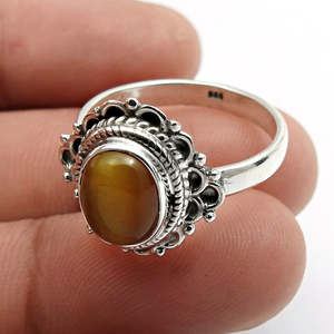 Anillo de Piedra Ojo de Tigre Estilo Vintage Antiguo, Plata de Ley 925 Sólida, Hecho a Mano, Certificado IGI, Joyería de Boda Estilo Bohemio - Product Image 4