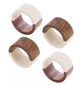 Wood Resin Napkin <b>Rings</b> Round Table Decor Handcrafted Dinner Napkin Holders for Wedding Party Home Dining - Product Image 1