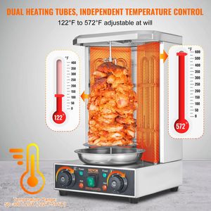 Asador Vertical Eléctrico de 2 Quemadores y 13 Libras de Capacidad, Máquina de Shawarma Gyr, Cocedor de 122-572 F para Pollo y Shawarma - Product Image 3